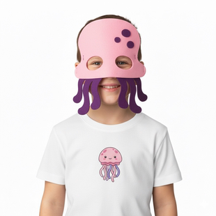 儿童水母面具螃蟹面具海洋生物头饰 小朋友亲子 讲故事幼儿园道具