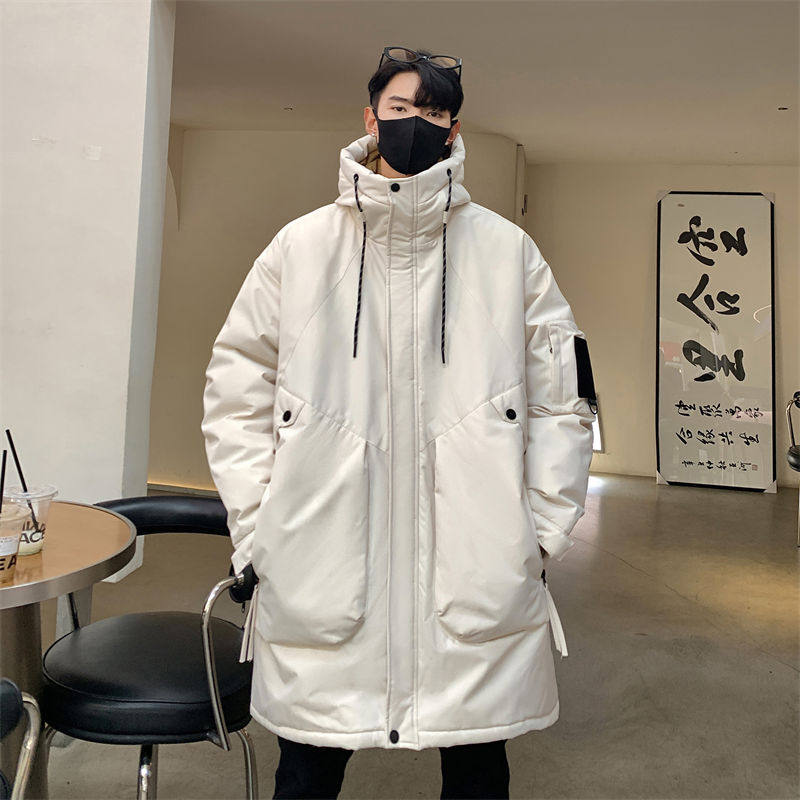 连帽高端羽绒服男士2023冬季轻薄长款加厚保暖情侣工装潮流牌外套