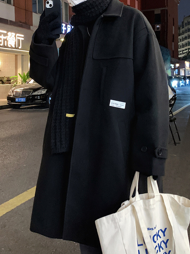 冬季加厚过膝毛呢大衣男款韩版潮牌高级感中长款风衣羊绒呢子外套