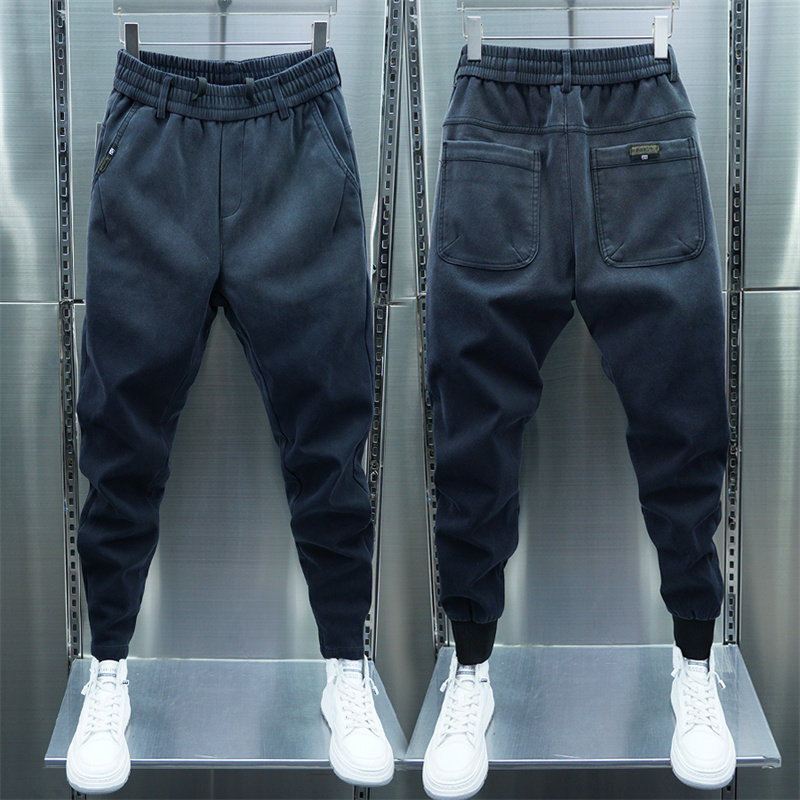 2024秋冬季新款休闲裤男士百搭束脚修身牛仔裤潮流弹力小脚锥形裤