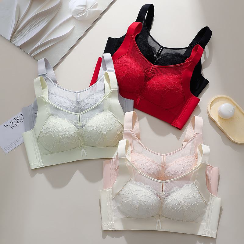 莫代尔薄款大码无钢圈内衣大胸显小透气聚拢侧收副乳调整型内衣