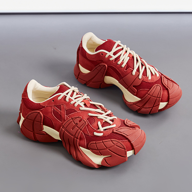 八爪鱼9公分新款隐形增高老爹鞋女夏季透气网面运动鞋拼接