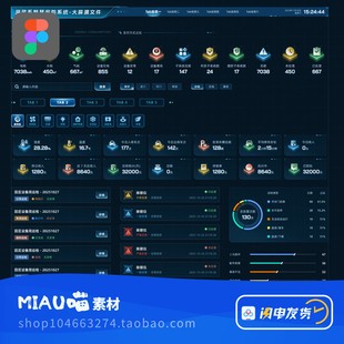 figma格式数字孪生深蓝系智慧安防系统可视化大屏+组件库可商用