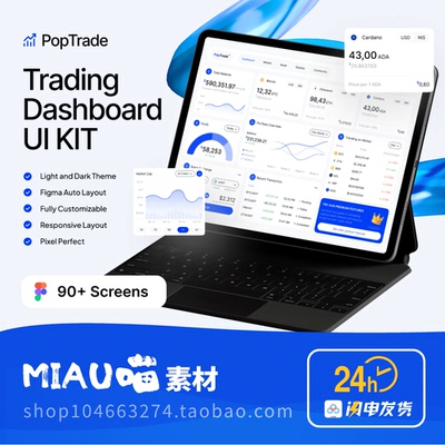 双配色B端商业交易Dashboard后台仪表盘数据分析ui组件fig格式