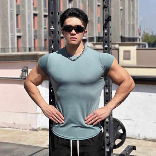 纯棉t恤男款美式风格半紧身健身短袖男士篮球秋跑步训练速干t恤