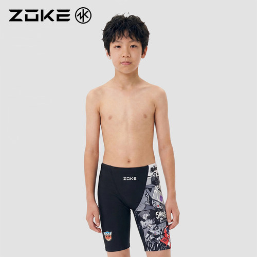 洲克儿童泳裤男童青少年平角泳衣男孩五分泳裤速干泳裤