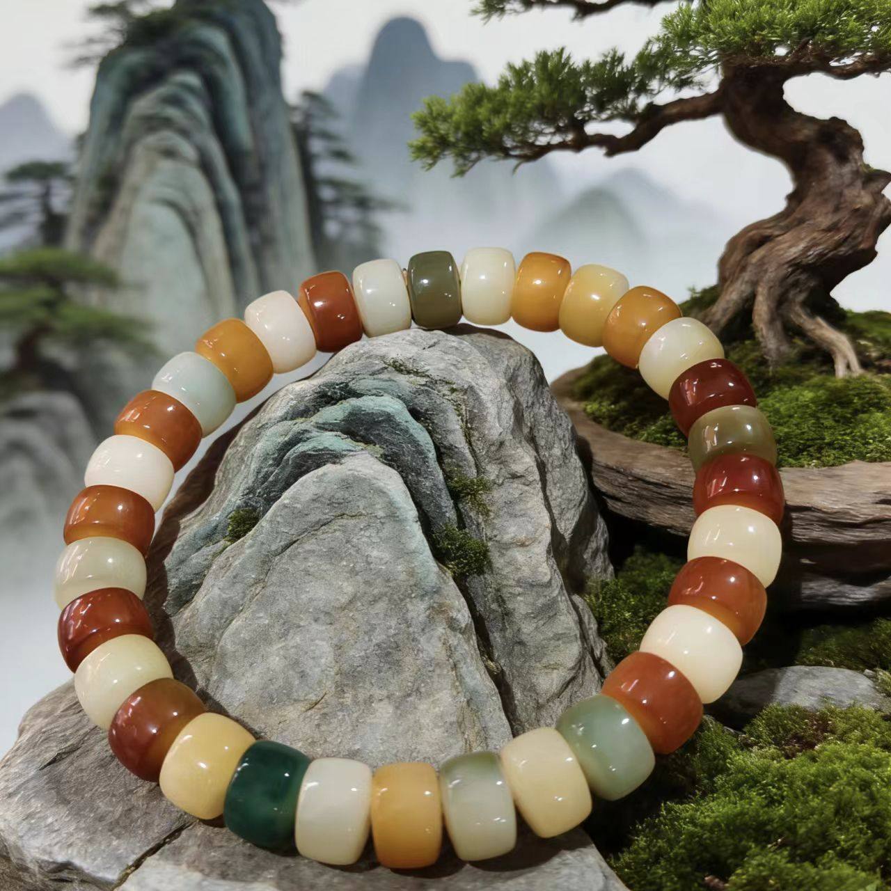 多宝多彩白玉菩提糖果色药片珠文玩手链手串男女款绕指柔串珠念珠
