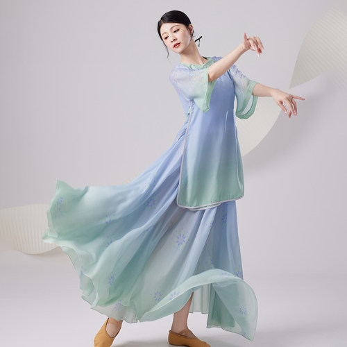 中国风汉唐古典舞蹈演出服女套装