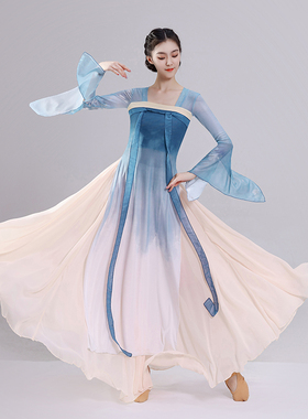 古典舞舞蹈服女飘逸汉唐齐胸飘带长款身韵纱衣练功服中国舞演出服