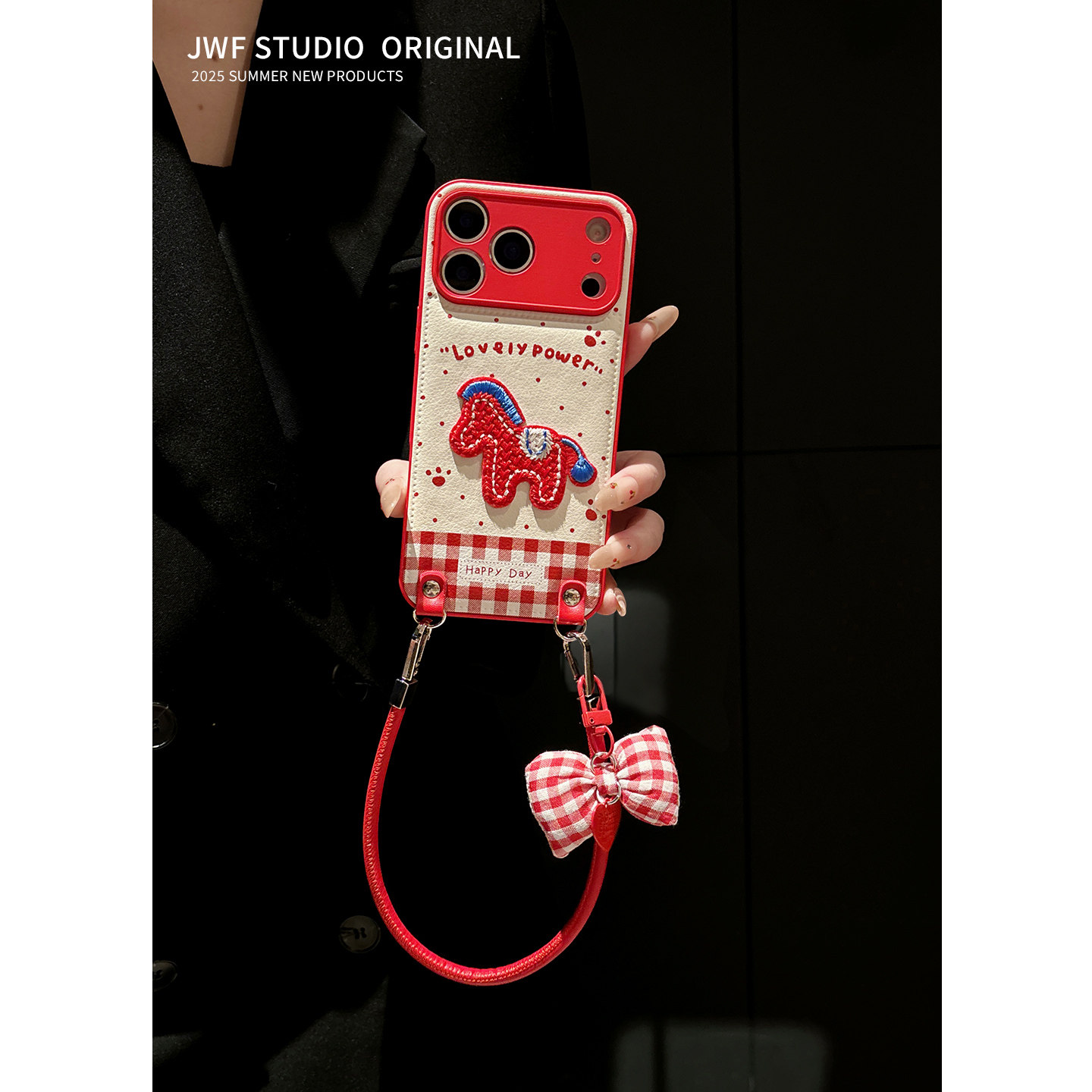 2026新年红色蝴蝶结适用iPhone17promax斜挎手机壳苹果16ProMax皮纹本命年15软14pro女13保护套17pro马年挂绳,3C数码配件,手机保护套/壳,淘宝优惠券,粉丝福利购,淘宝优惠卷
