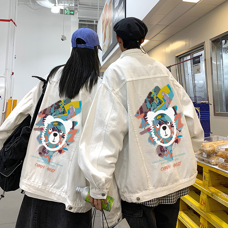 2023秋季新款港风情侣学生印花牛仔夹克男外套男JK551-P65控价88，男装夹克，星座912-1（原星座914-5）