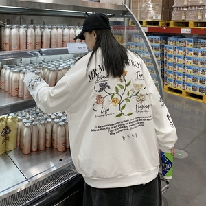 2025秋季港风玫瑰花刺绣印情侣卫衣外套男VE010-P6078,海边情侣装搭配衣服图片