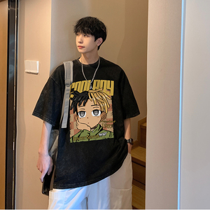 2025夏季港风男士短袖水洗蜡染高品质短袖男XS004-P3558图片