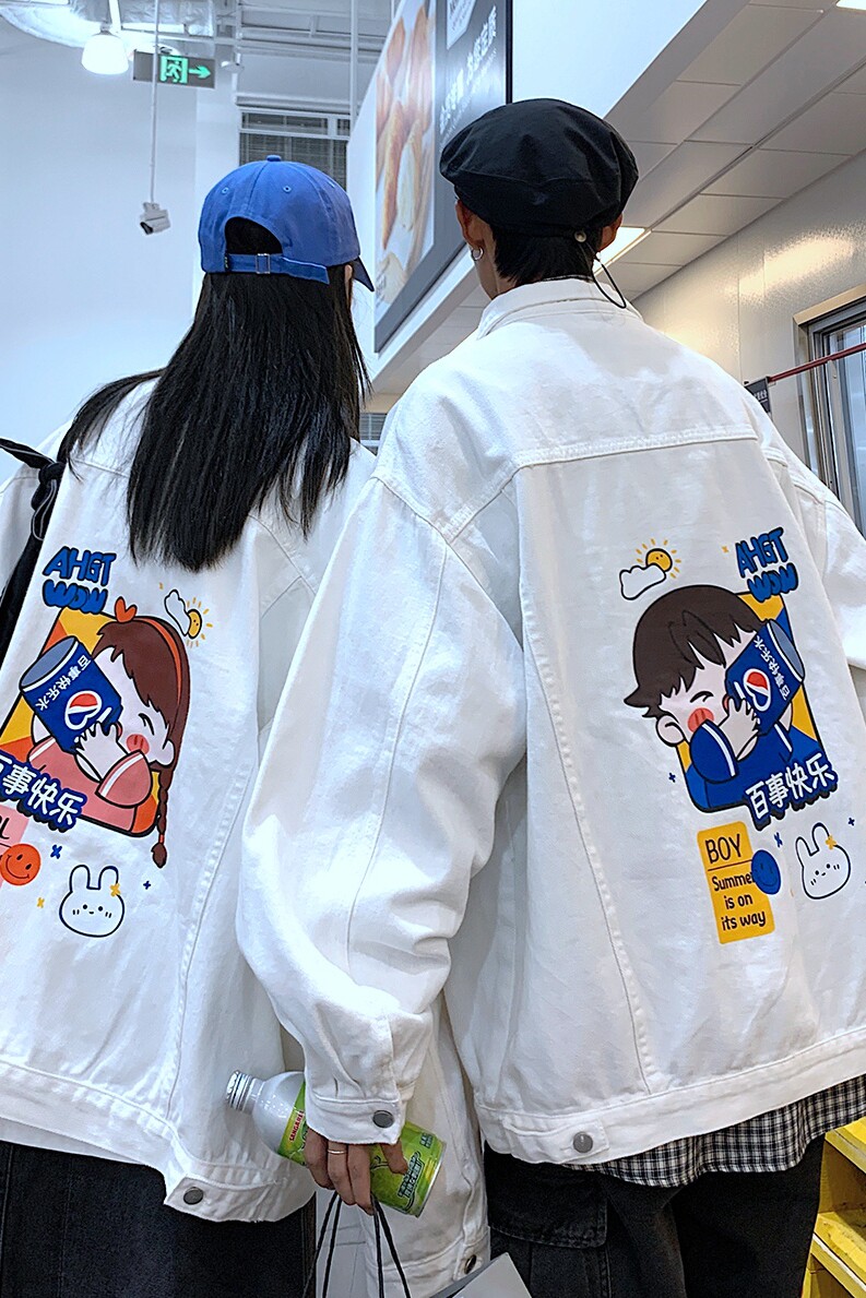 2025春季印花夹克男情侣印花牛仔外套男JK545-P6588,男装工装外套,星座912-1（原星座914-5）