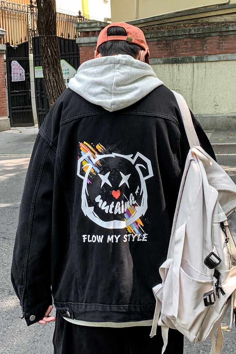 2021港风大码男装个性印花牛仔外套羊羔毛JK802-P95128,男装工装外套,星座912-1（原星座914-5）