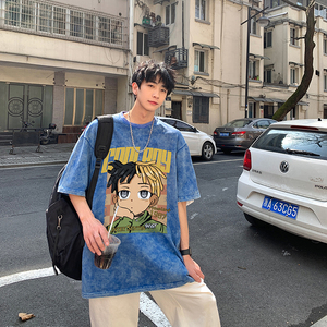 2025夏季男士港风水洗蜡染重磅高品质短袖男XS004-P3558图片