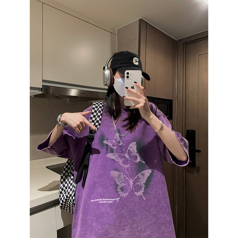 2025夏季t恤男士宽松潮流短袖港风水洗蜡染短袖男XS006-P3558,男装T恤,星座912-1（原星座914-5）