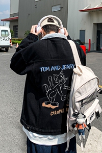 2025冬季新款猫和老鼠联名印花羊羔毛牛仔外套男JK803-P95128图片
