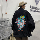 秋季美式复古印花连帽牛仔夹克外套男帽子可拆卸JK549-P85118，男装夹克，星座912-1（原星座914-5）