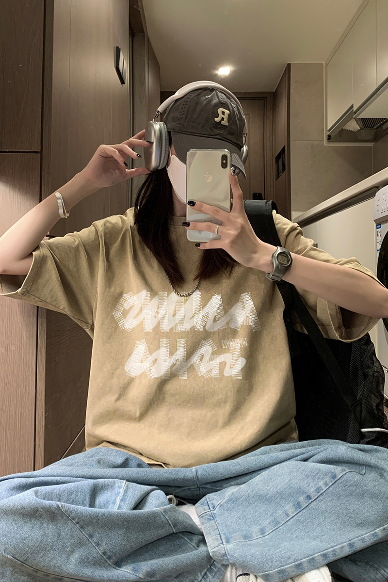 2025夏季女士学生t恤短袖宽松体恤水洗段休息男XS005-P3558,男装T恤,星座912-1（原星座914-5）