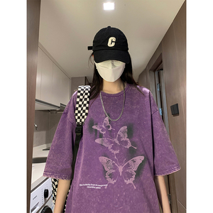 2025夏季学生宽松半袖纯棉短袖港风水洗男短袖XS006-P3558图片