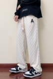 2025秋季港风新款棋盘格休闲长裤卫裤男拖地裤CK628-P45，男装休闲裤，星座912-1（原星座914-5）