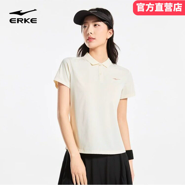 鸿星尔克POLO衫女2026夏季新款女士羽毛球冰丝透气短袖吸湿速干衣