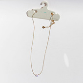 外贸饰品欧美极简精致粉水滴吊坠项链百搭叠戴细链条锁骨链百搭27