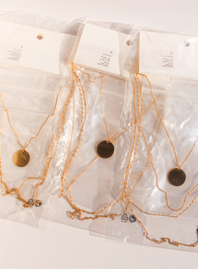 外贸饰品欧美小众时尚多层细链条圆片项链简约精致毛衣链ins风354