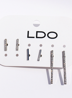 三组套装原单饰品时尚高级闪钻一字耳钉日常通勤百搭竖条耳环V148