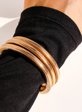 三组套装外贸饰品欧美潮个性金色弹力蛇骨链手镯叠戴夸张手链124