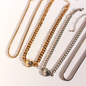 外贸饰品欧美风时髦闪钻爱心吊坠粗链条项链男女款 叠戴蛇骨链381