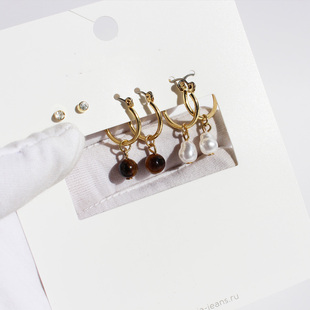 三组套装耳环日韩精致小珍珠耳饰素圈耳环简约日常通勤耳钉耳饰66