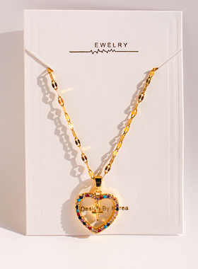 外贸饰品全铜材质镶彩钻吊坠项链