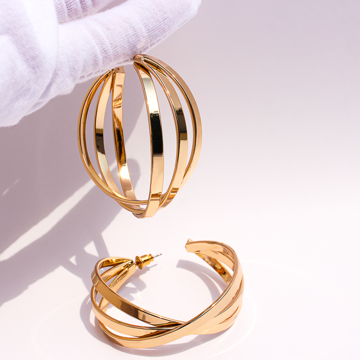 欧美外贸时尚双圈叠搭耳环