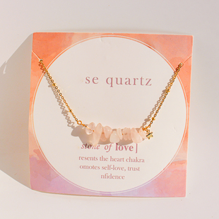 外贸饰品精致百搭粉色不规则天然石串珠细链条项链星星锁骨链V206