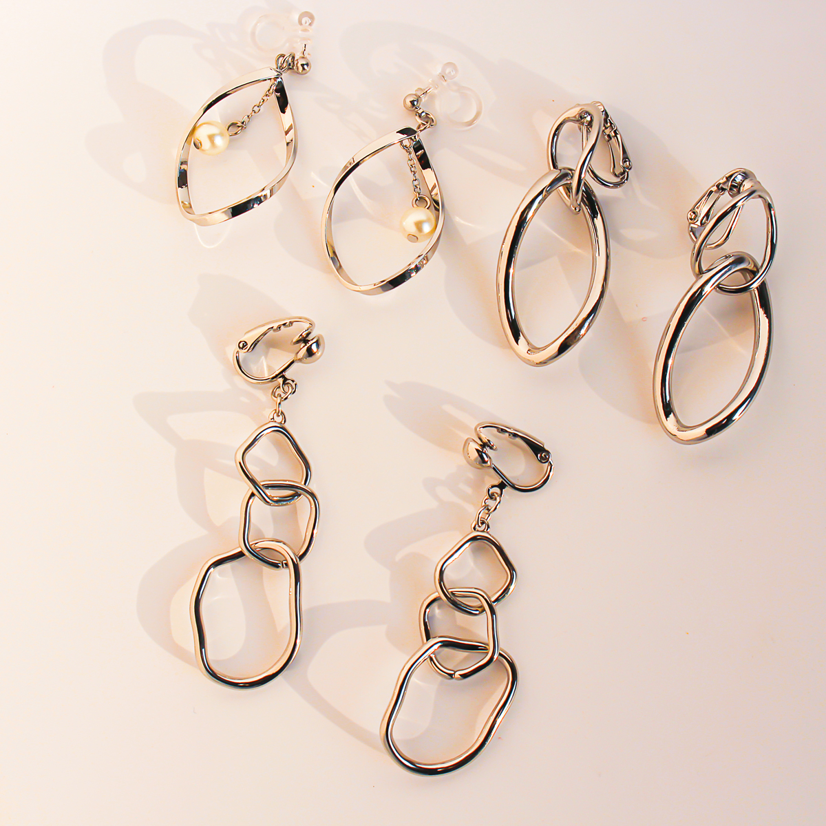 孤品秒杀原单饰品欧美金属风不规则几何耳夹女无耳洞链条造型耳饰