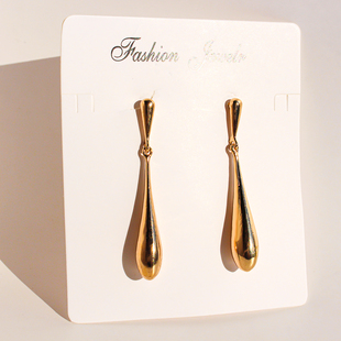 外贸饰品欧美小众时尚 水滴形耳环女简约百搭显脸瘦耳坠金属风V299