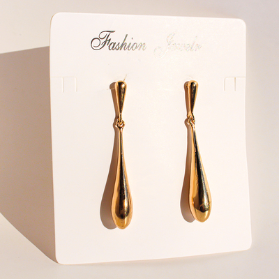 外贸饰品欧美小众时尚水滴形耳环女简约百搭显脸瘦耳坠金属风V299