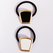 外贸原单饰品高级黑白色珐琅方形发绳发圈高弹力扎头发橡皮筋V17