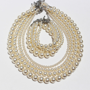 明星同款 复古奶油澳白珍珠手链B882 高级施家强光正圆珍珠项链法式