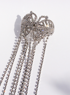 外贸饰品轻奢高级满钻流苏链条夸张发夹马尾边夹发夹宴会发饰V191