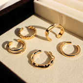 五组套装 外贸饰品时尚 菱格纹双层开口戒指凹凸素圈叠戴指环女402