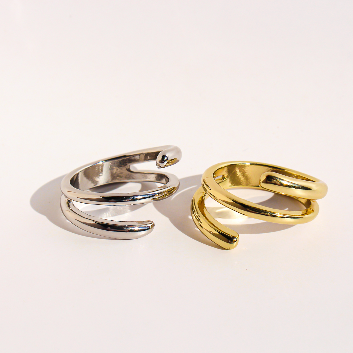 外贸饰品欧美极简时尚不规则多层螺旋线条戒指男女款叠戴指环V182