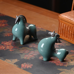 2026年陶瓷马哥窑唐马摆件办公室桌面客厅装饰生肖马招财工艺礼品