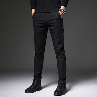 香港2025四面弹力黑色休闲裤男士春秋款修身直筒商务免熨烫西装裤
