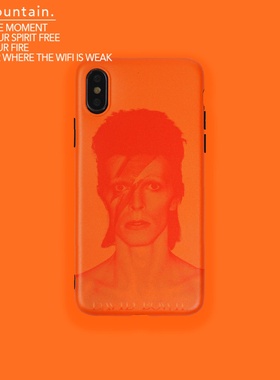 山七开【私心系列】橙色小众摇滚icon大卫鲍伊风磨砂适用于苹果17proMaxiphone1516promax手机壳imd黑边