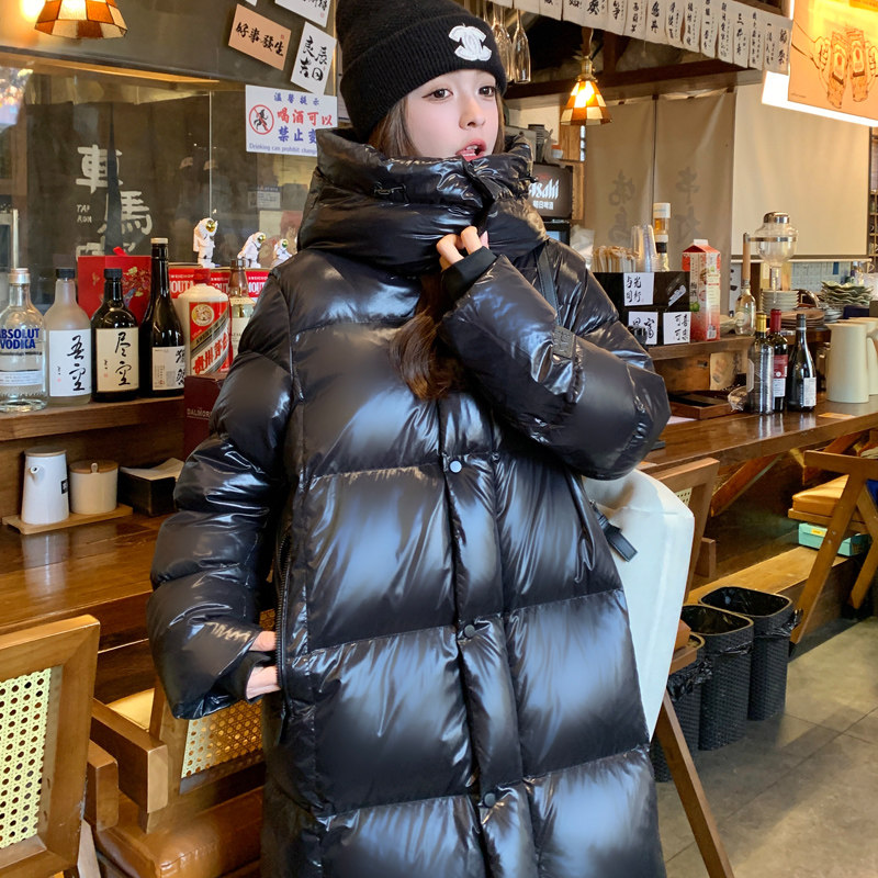 时尚黑金免洗面包服女中长款显瘦2024冬新款加厚保暖东北过冬外套,女装羽绒服,浙宝213A