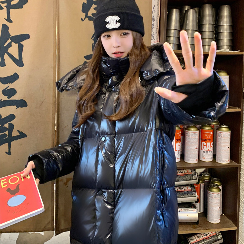 时尚黑金免洗面包服女中长款显瘦2024冬新款加厚保暖东北过冬外套,女装羽绒服,浙宝213A