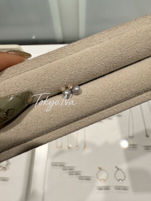 日本购 shinkai Baby Pearl 钻石耳环 18k akoya珍珠4-5.5mm